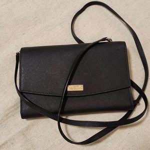 Kate Spade Laurel Way Winni Black Leather Crossbody Clutch/Wallet/Purse
